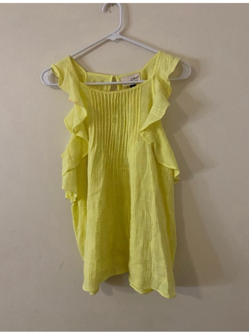Universal Thread cotton Yellow Ruffle flutter sleeves top
